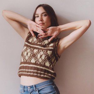 NWOT Alexa Chung Style Jacquard Tank Sweater Vest Top